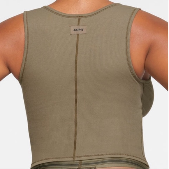 RARE skims army green cotton rib tank top - Picture 3 of 6